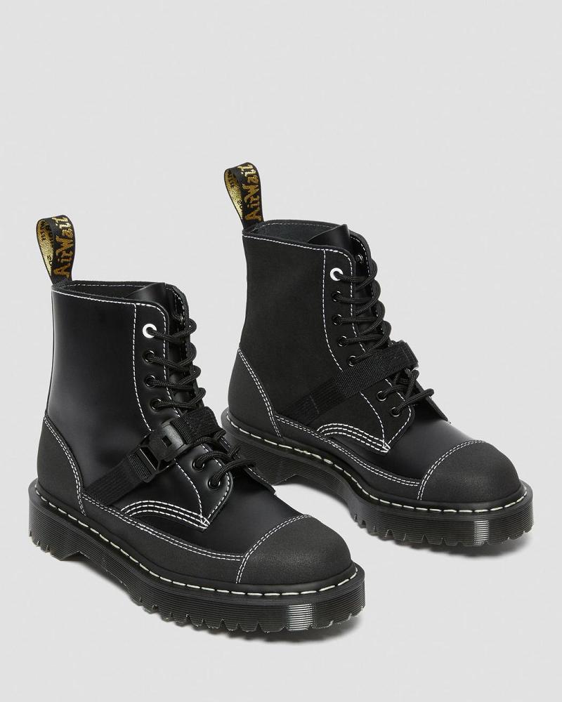 Men's Dr Martens 1460 Tech Made in England Leather Lace Up Boots Black | AU 538XYU